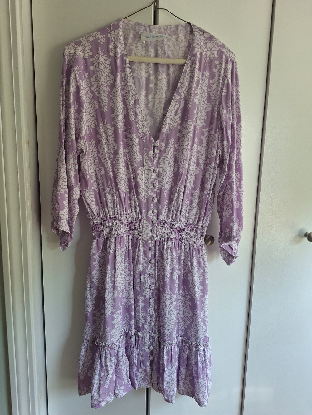 Lavender Floral Mini Dress with Button Front